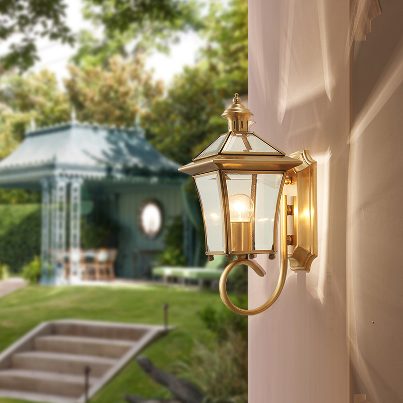 New Chinese-style all-copper outdoor wall lamps, waterproof garden lamps, exterior walls, balconies, corridors, bedrooms and living rooms, Chinese-style bedside lamps details Picture