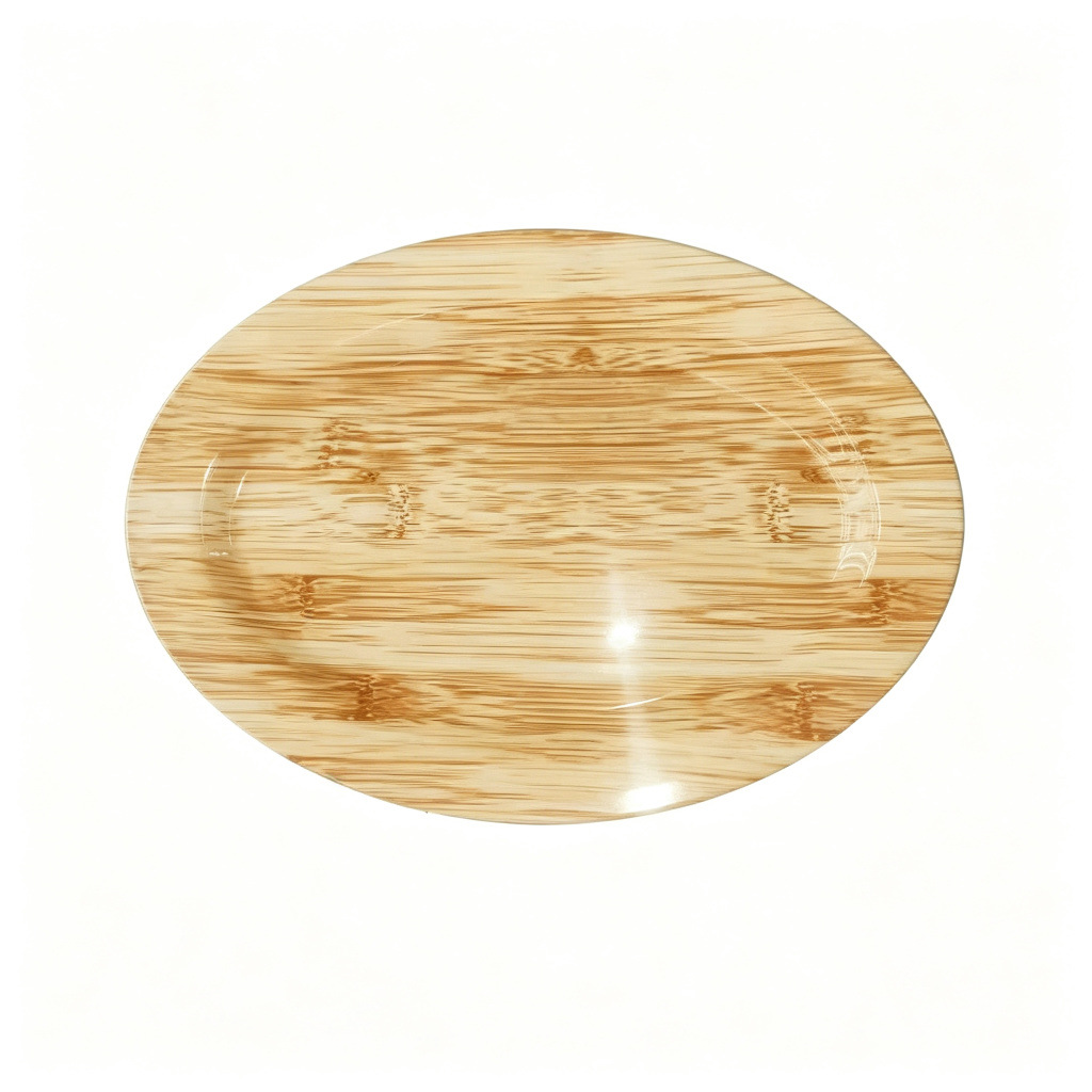 Melamine tableware, plastic plates, wood-grain brown, hotel commercial plates, serving plates, bread plates, wholesale and processing, customized Specification image