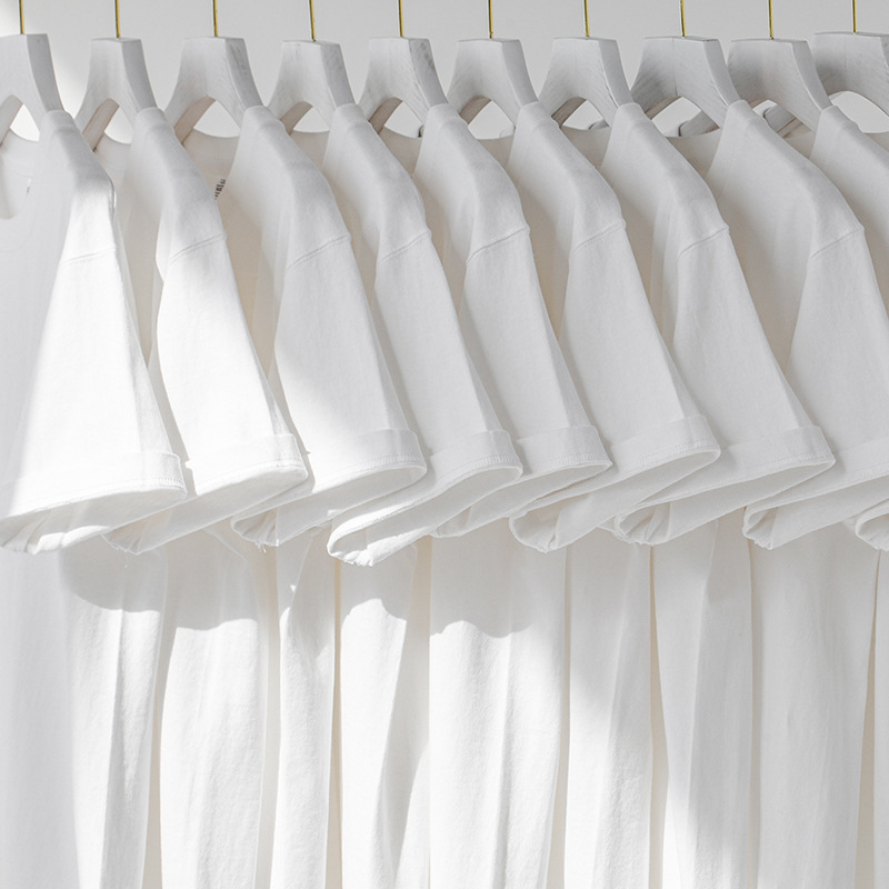 Xinjiang cotton 400g heavy white pure cotton short-sleeved men's T-shirt, couple's outfit, base layer, American half-sleeved women's T-shirt Application Scenario