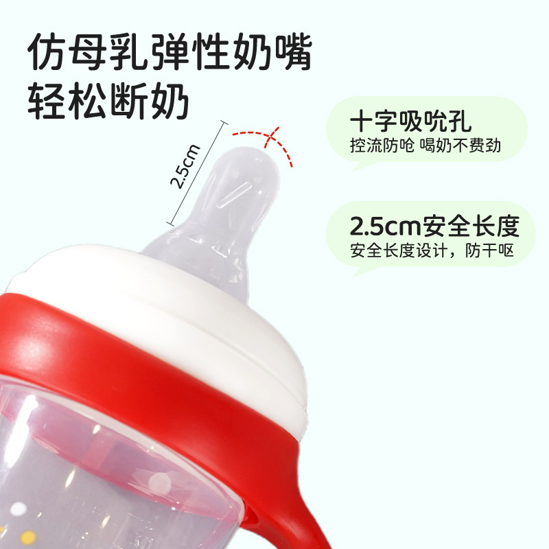 Infant PP baby bottle, anti-drop and anti-swelling, wide-mouth imitation breast milk with handle, direct supply from the manufacturer Specification image
