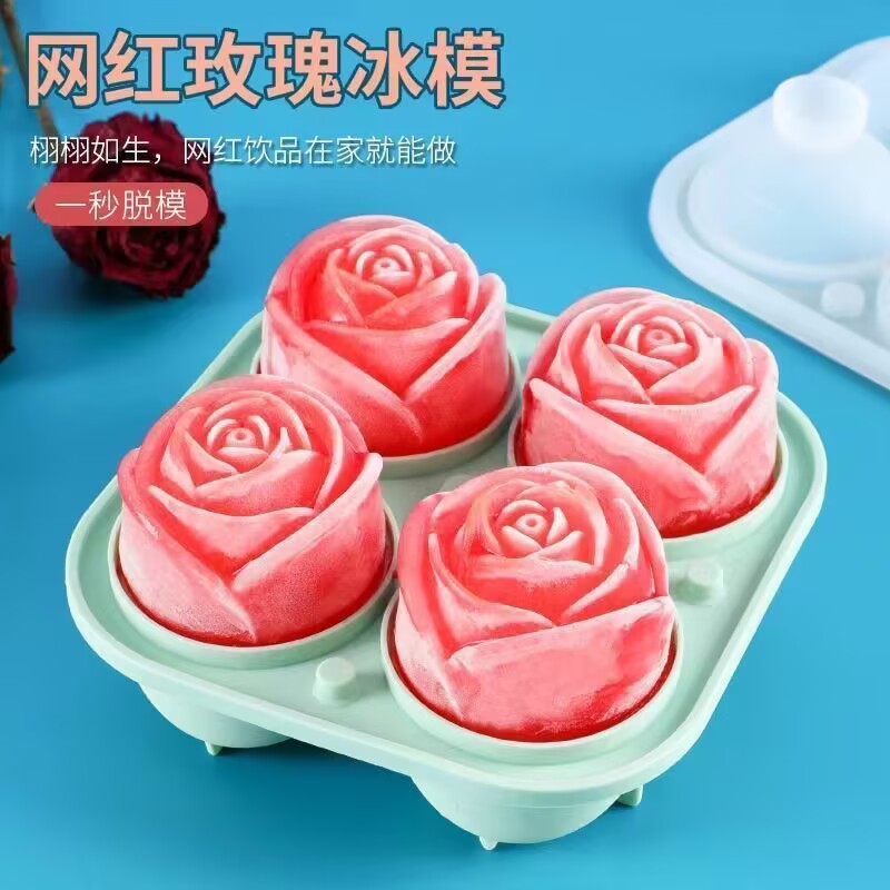 Rose ice cubes, ice hockey cube trays, spherical molds, food-grade silicone ice makers, household magic tools, whisky ice boxes Application Scenario