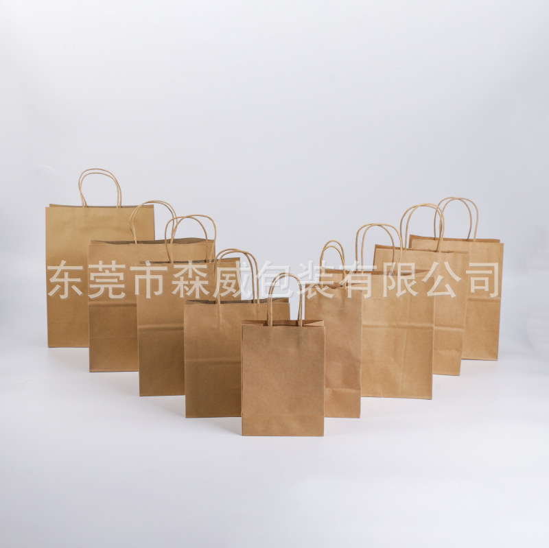 In-stock handbags, Women's Day gift packing bags, kraft paper bags, takeout packing bags, baking cakes and desserts with logo printing details Picture