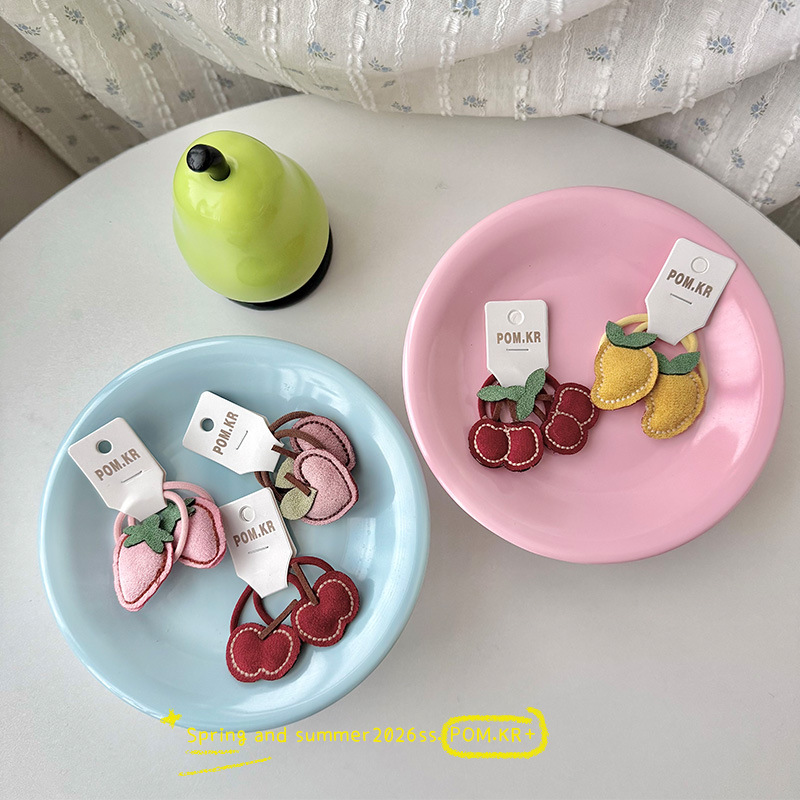 Nuevo estilo primavera korean fruit atadura baby head cord dulce de tela traje de cola de caballo anillo de pelo relleno de algodón elástico cuerda de pelo mujer Application Scenario