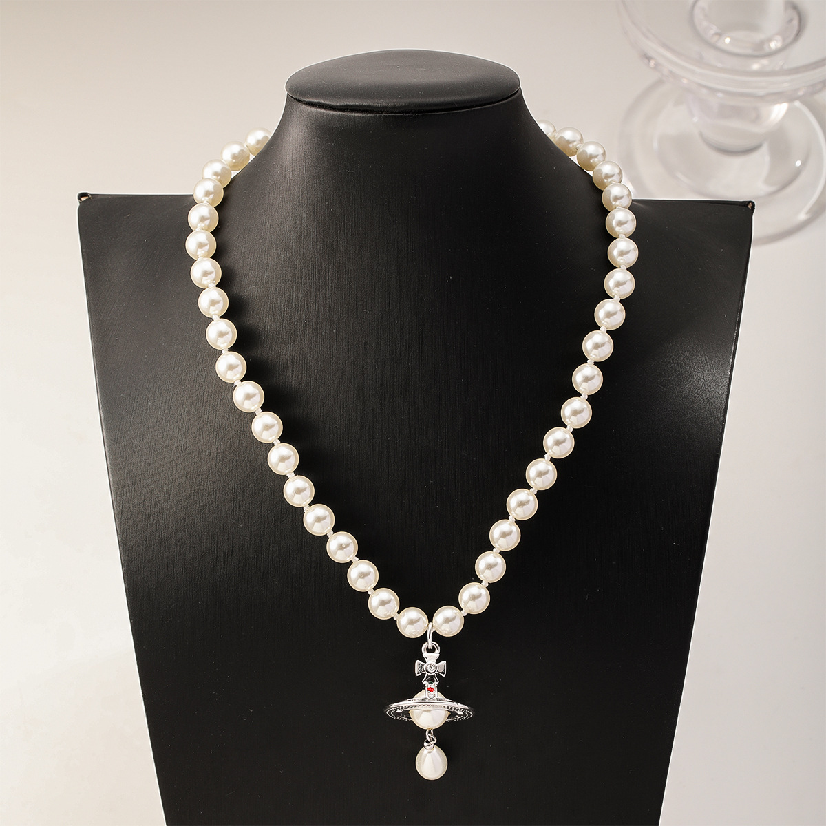 Empress Nassasi Saturn Three-dimensional Water Drop Baroque Pearl Necklace, long women's sweater chain, light luxury and high-end feel