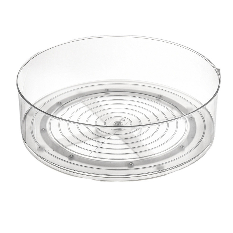 外贸PET化妆品护肤品客厅透明桌面果盘零食糖果盒坚果旋转收纳盒白底实物图