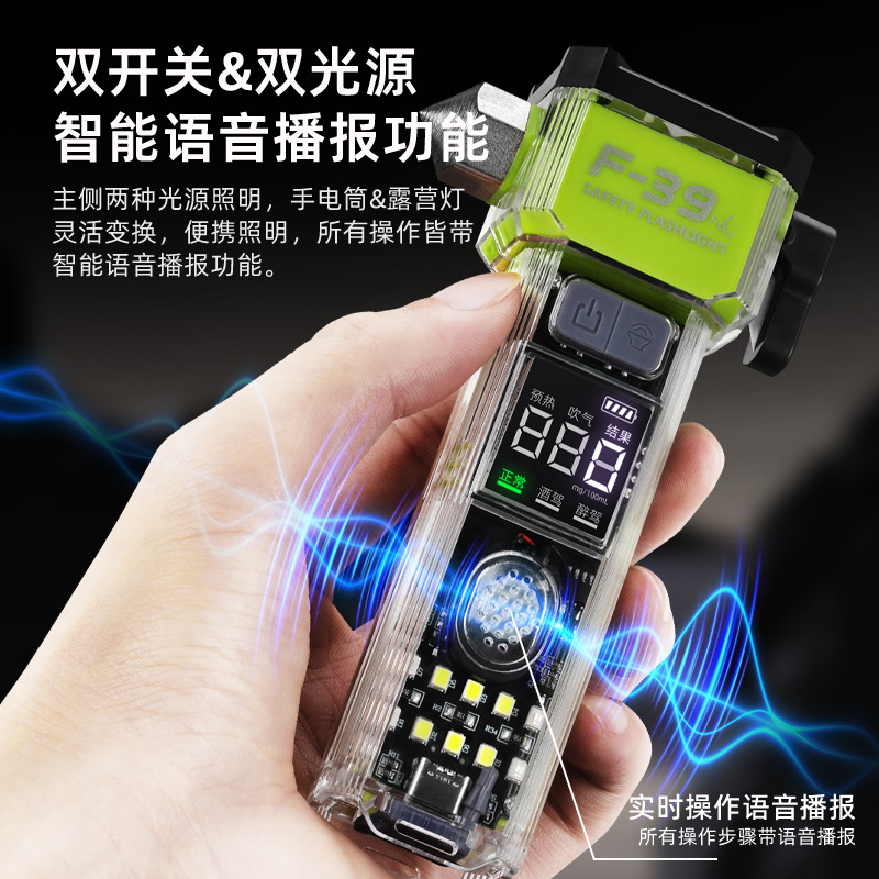 New cross-border hammer white laser flashlight, multi-functional outdoor vehicle emergency, roller zoom, multi-scene alarm details Picture