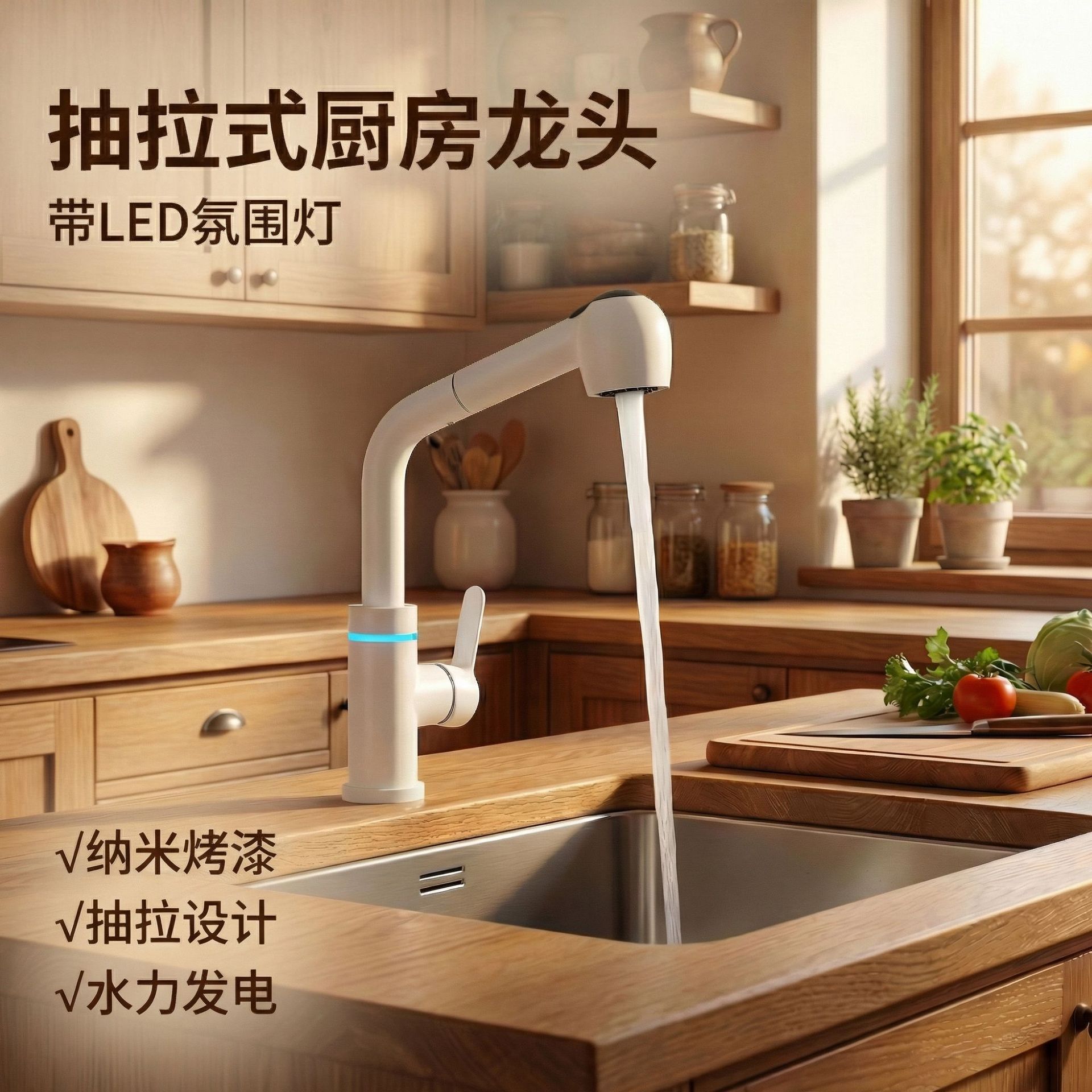 两用清洗不锈钢厨房抽拉水龙头水槽洗碗池单联龙头洗菜盆冷热冰蓝