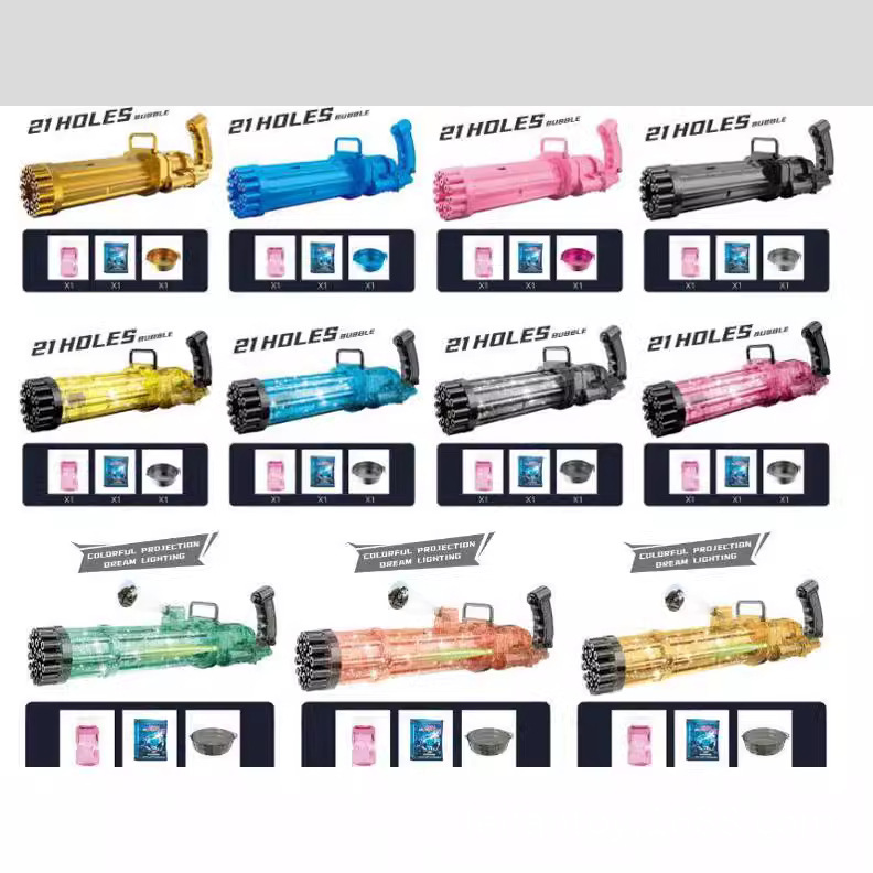 Douyin 25-hole Gatling fully automatic bubble gun with projection and light, a new children's bubble-blowing toy for wholesale Application Scenario