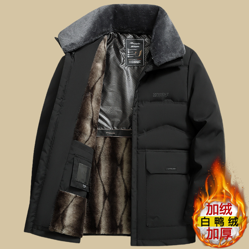 Winter down jackets for middle-aged men and the elderly, thickened and padded warm and cold-proof coats, winter clothes for grandpa and dad details Picture