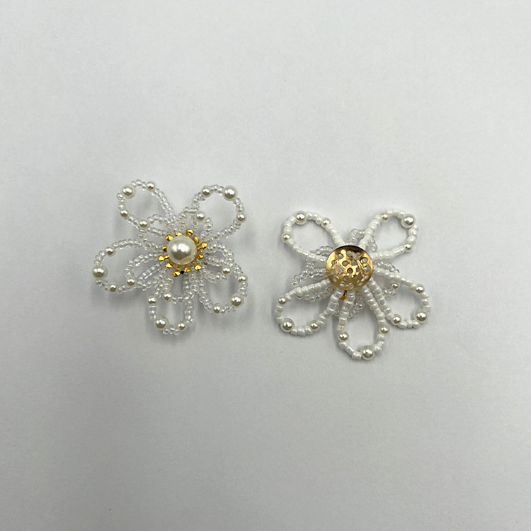 Handmade beaded clothing accessories, three-dimensional double-layer five-petal flower DIY earrings, hairpins, semi-finished accessories Application Scenario