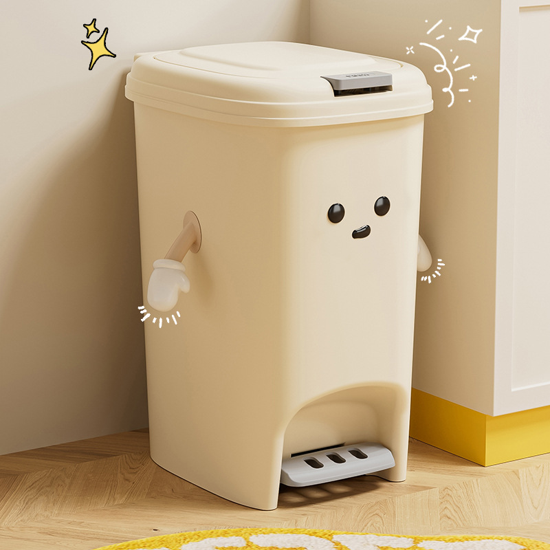 uforu Creative trash can with a high-end home feel, large-capacity kitchen and living room push-pedal double-opening trash can details Picture