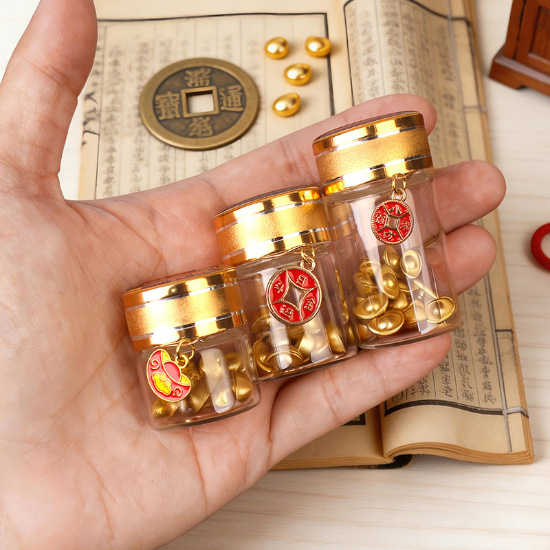 Tuobang Longchuan Gold Bean Storage Bottle, Wish Bottle, Decorative Small Ornaments, Mini Fortune Glass, Money Attracting Bottle, Gold Storage Sealed Empty bottle Application Scenario