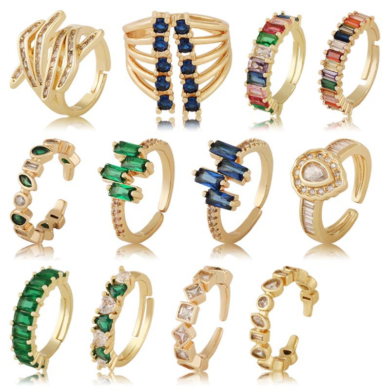 New fashion zircon rings from Europe and America are popular, adjustable and small jewelry accessories for women's wholesale