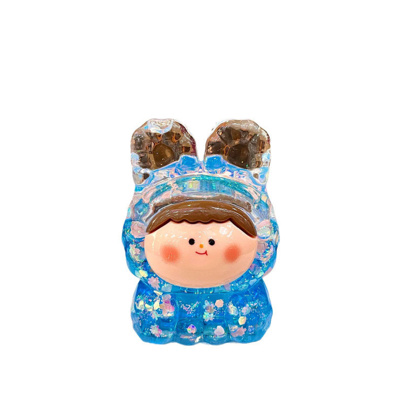 抖音爆款可爱莉莉丝盲盒夜光超大摆件入油爆闪流沙公仔摆件小礼品白底实物图