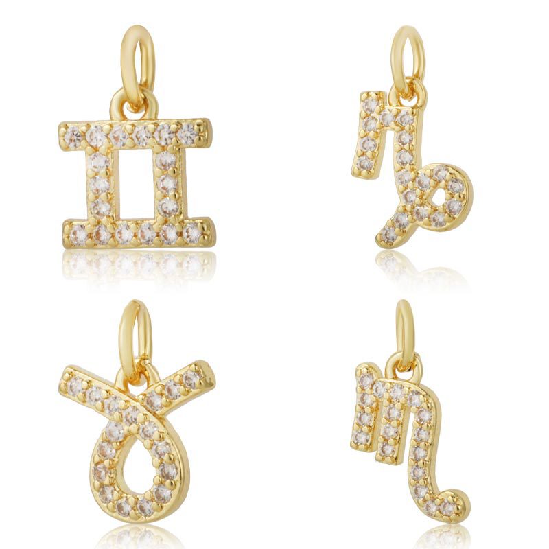 Twelve zodiac sign small pendants, earrings, pendants, Leo micro-inlaid zircon DIY bracelet, necklace accessories