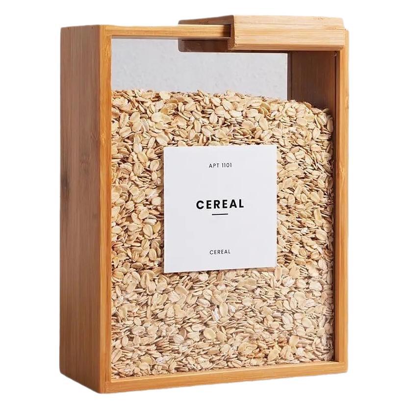 Creative and simple wooden kitchen rice and flour food storage box, multi-functional multi-functional grain dispenser and organization box Item Picture