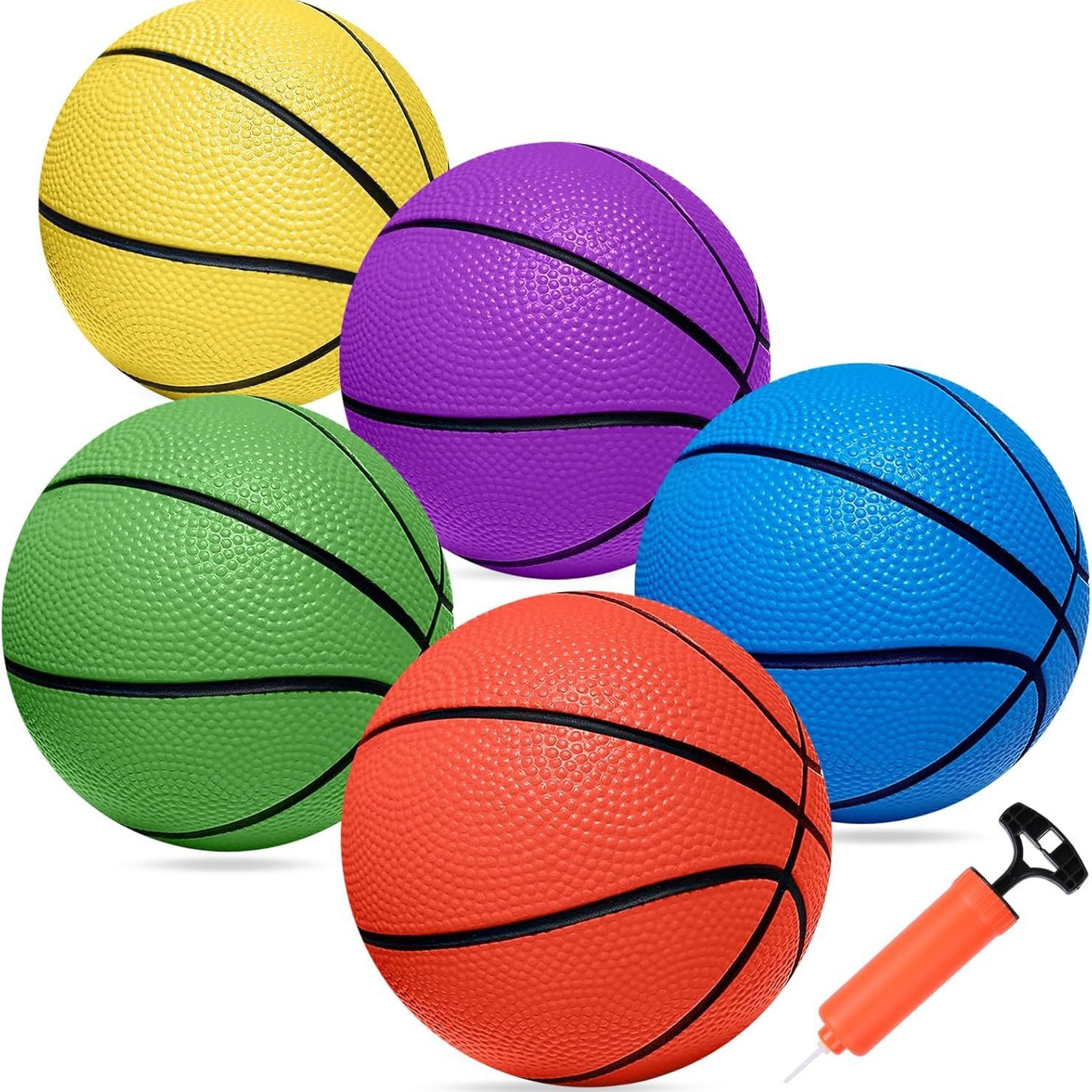 亚马逊5件套6英寸篮球套装充气儿童玩具篮球PVCMiniBasketballs