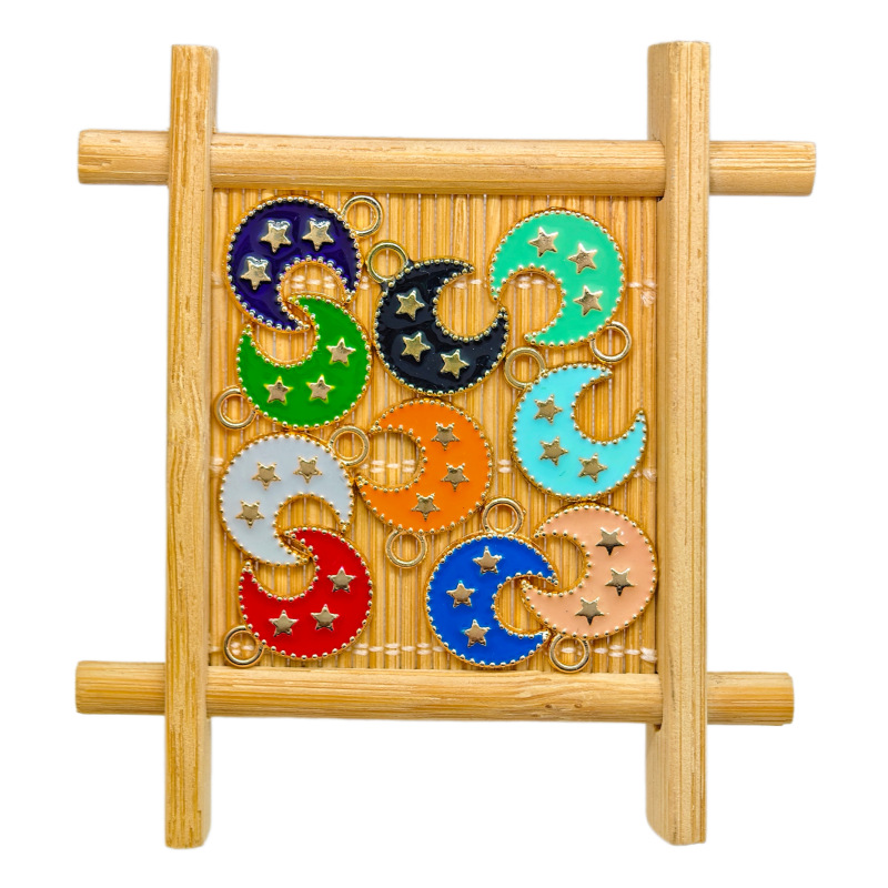 DLY jewelry accessories: Korean version exquisite zinc alloy bracelet, star and moon painting oil pendant in multiple colors