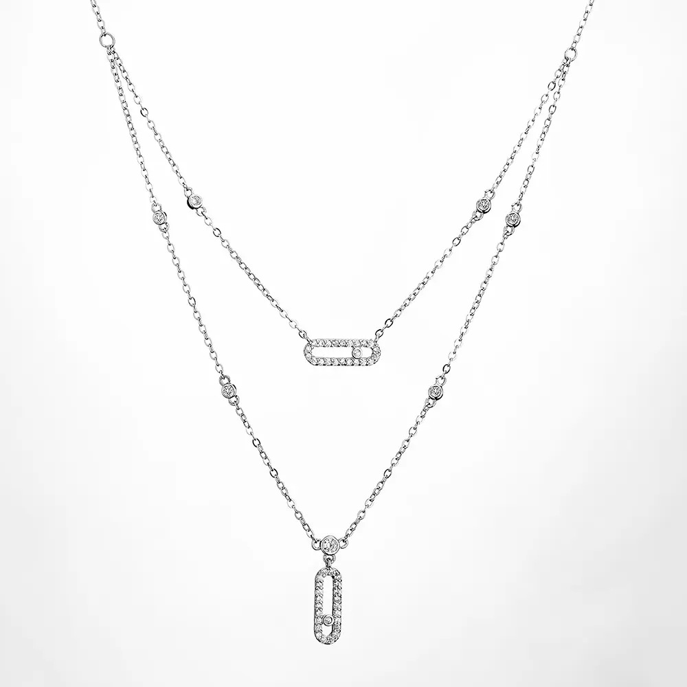 A high-end, internet-famous style, new trendy geometric circular needle necklace bracelet pendant with full diamonds details Picture