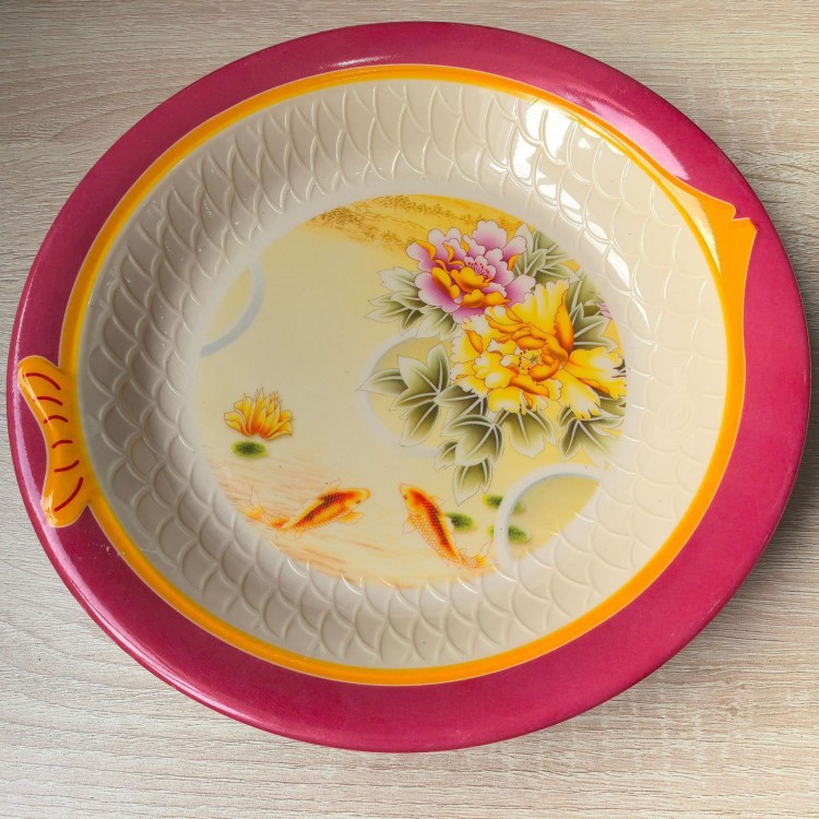 Anhui Yasheng 9-inch round inner fish-patterned printed plate melamine tableware for export Specification drawing