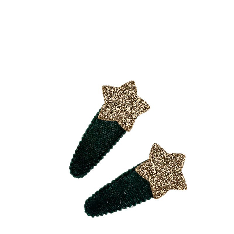 New Korean-style water drop fine sparkling five-pointed star hair clip for children, side hair break-off clip, sweet autumn and winter hair accessory Item Picture