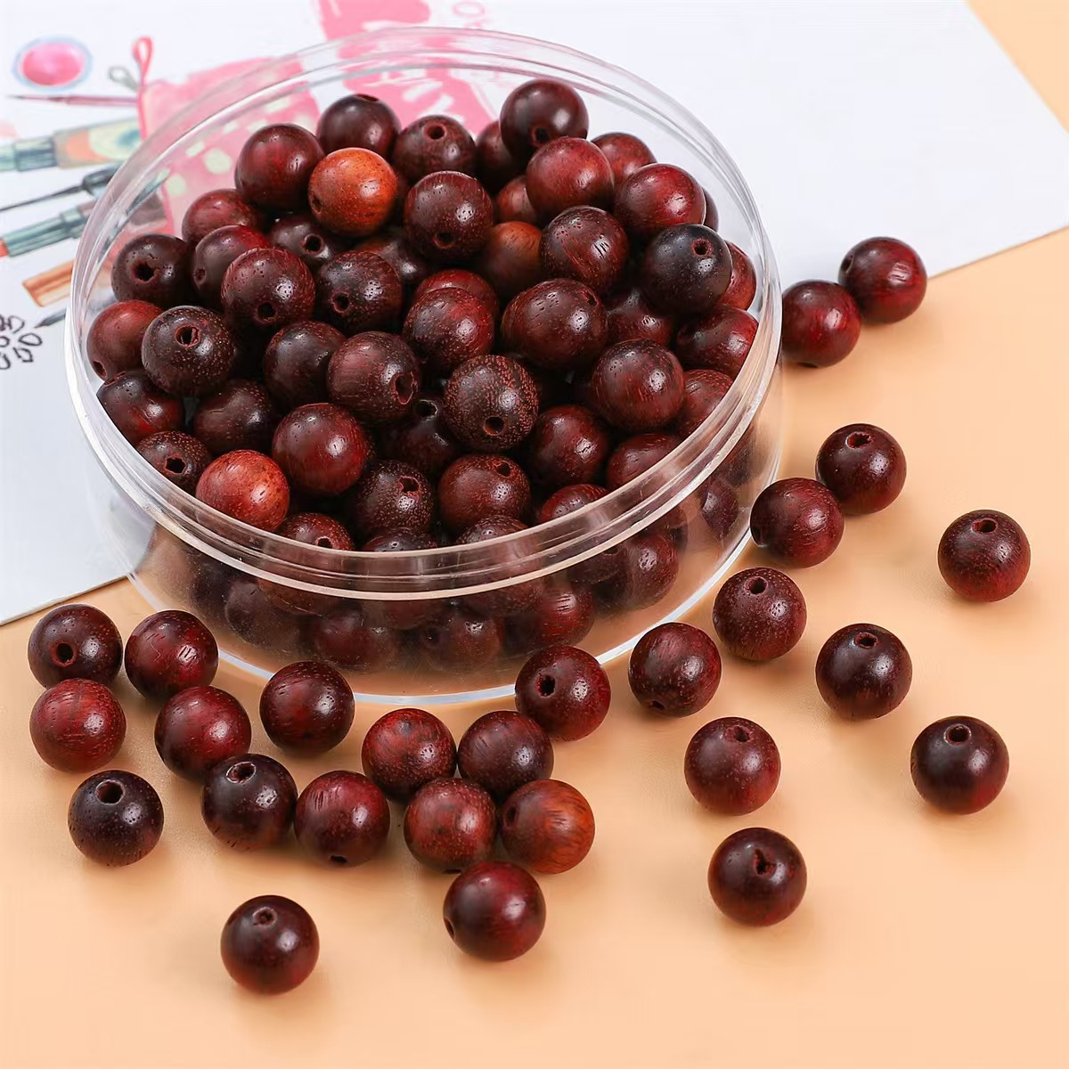 Natural old mountain sandalwood 4mm loose beads, chicken wing wood 6mm, agarwood 8mm, cat's eye sandalwood wood cultural and artistic accessory beads 108 Specification image