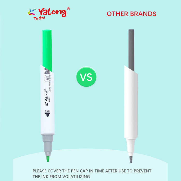 Yalong Cross-border 18-color double-pointed alcohol ink Marker, high-quality bucket smooth marker, office & School Item Picture