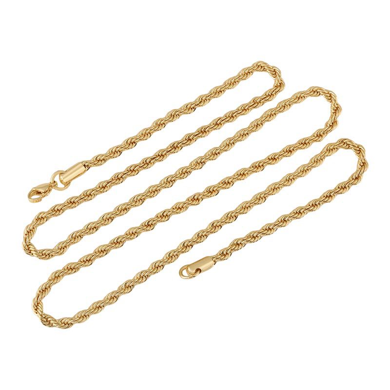 Copper-plated 18K necklace with chain, European and American export accessories, non-fading rough twist chain wholesale diy accessories Item Picture