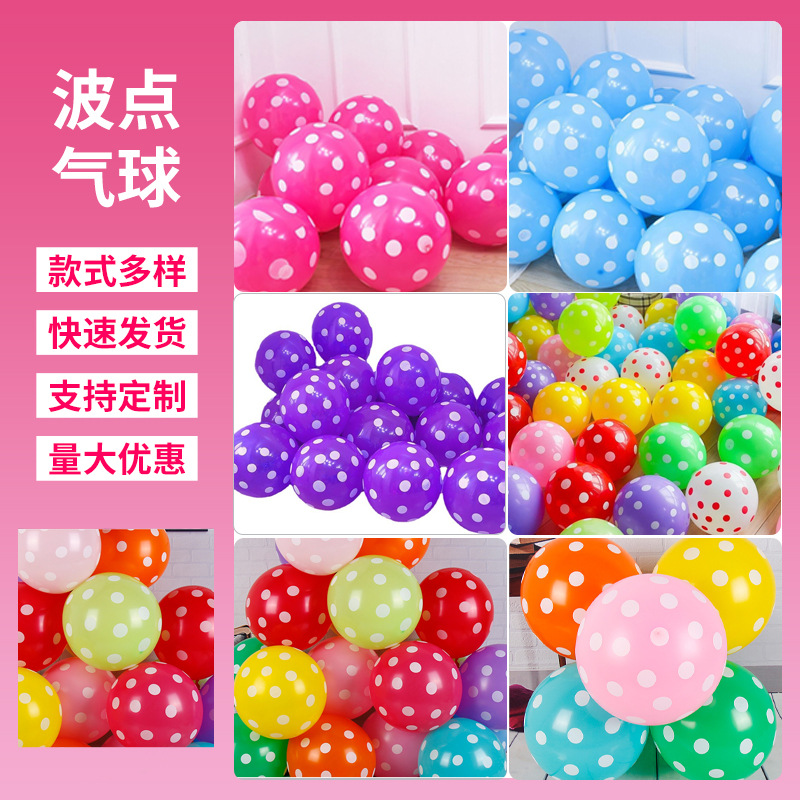 彩色圆形波点气球生日布置儿童男孩印花圆点装饰乳胶星空印花气球