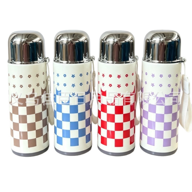 glass cup Cartoon Insulated Cup, Children's portable Glass Water cup, Cute animal pattern rope water bottle, students Item Picture