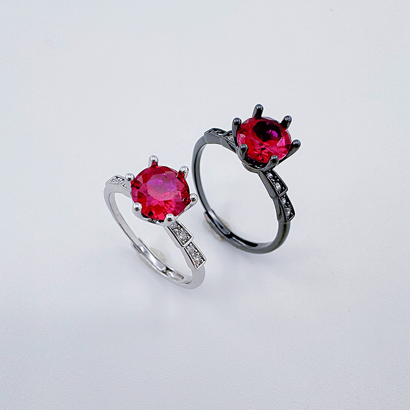 柏伶饰品新款简约个性戒指女锆石戒指皇冠型节约戒指开口戒指女式