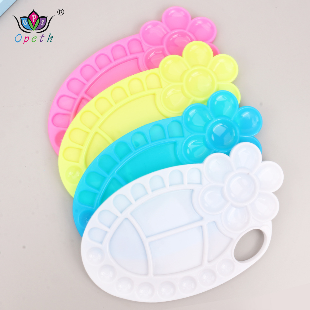 Wholesale of cross-border plastic plum blossom color palettes, 4-hole, 7-hole and 10-hole round color palettes and foot color palettes details Picture