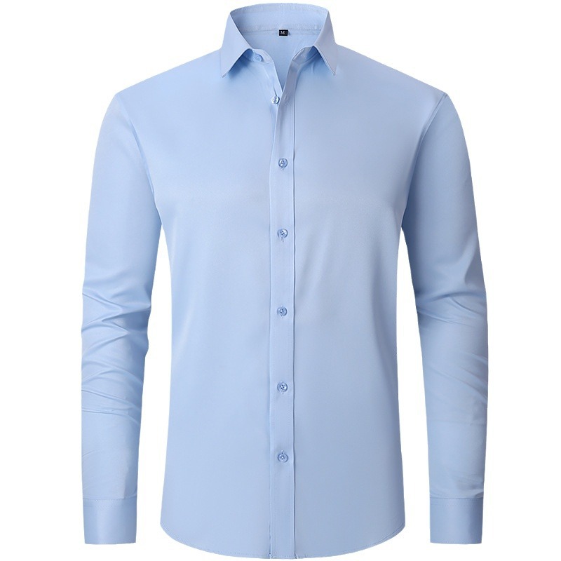 Large-sized four-sided stretch shirt for men, long-sleeved, no-iron workwear, business casual, high-end white shirt for export Item Picture