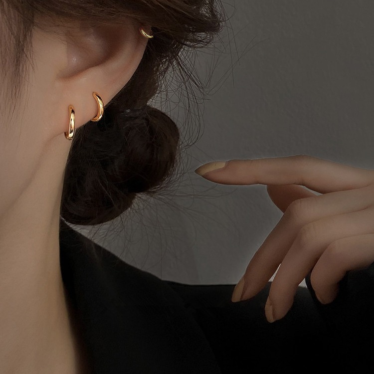 925 sterling silver needle ear loops, circle ear buckles, 2021 new trendy ear studs, sleeping earrings and earrings without removal Specification drawing