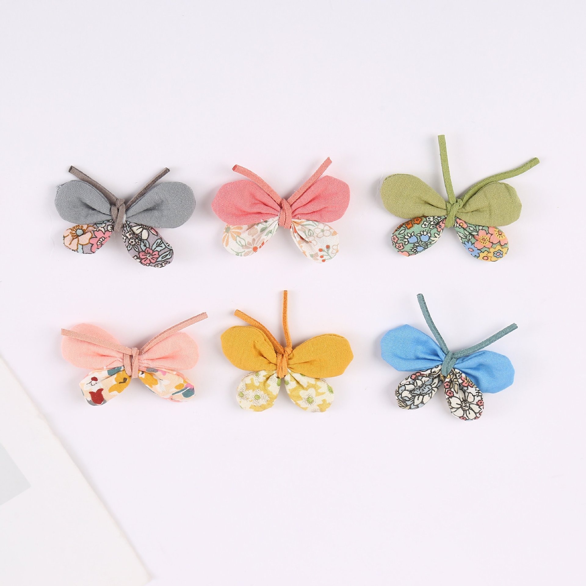 Korean-style fresh and delicate fabric floral butterfly webbing shoes, hats, clothing, children's headwear, DIY accessories and accessories, five-petal flowers details Picture