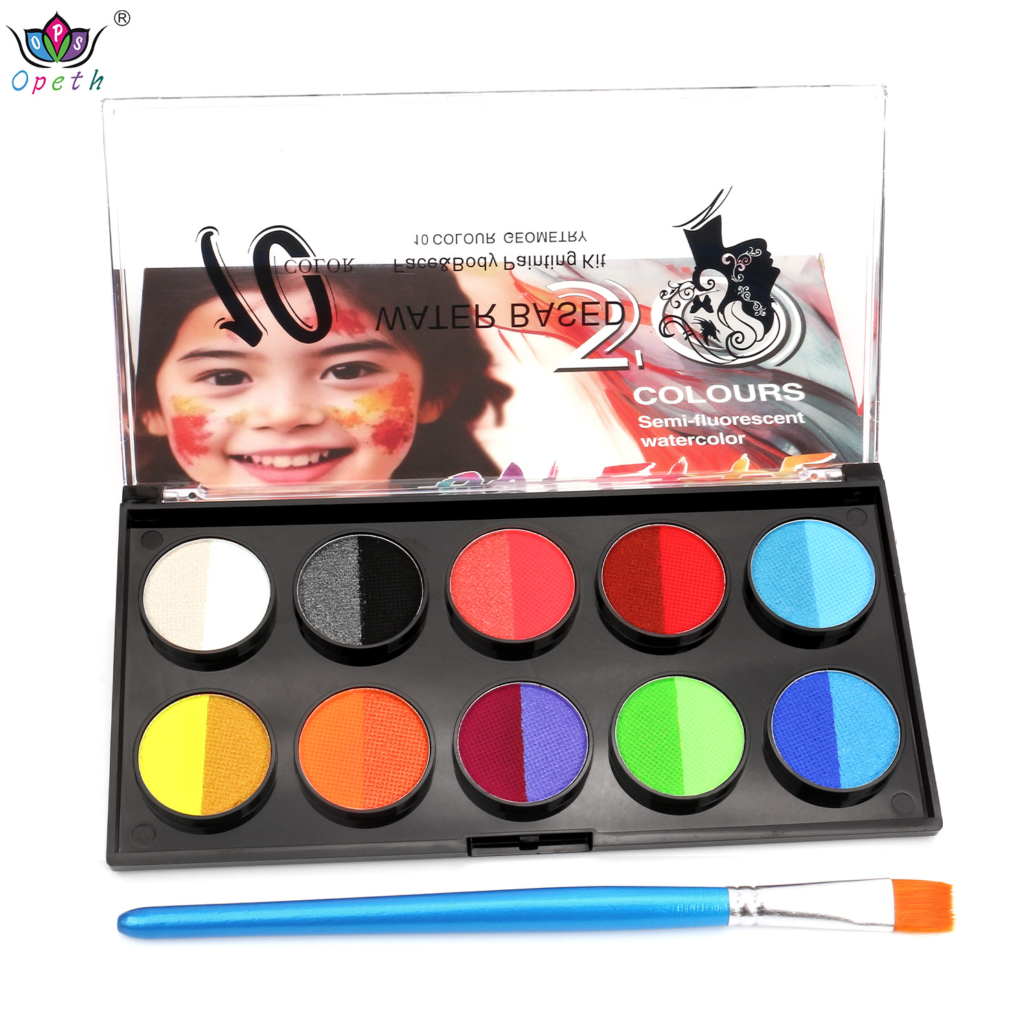 New Amazon AliExpress 10-grid two-color body painting paint water-based non-fading quick-drying paint wholesale Item Picture