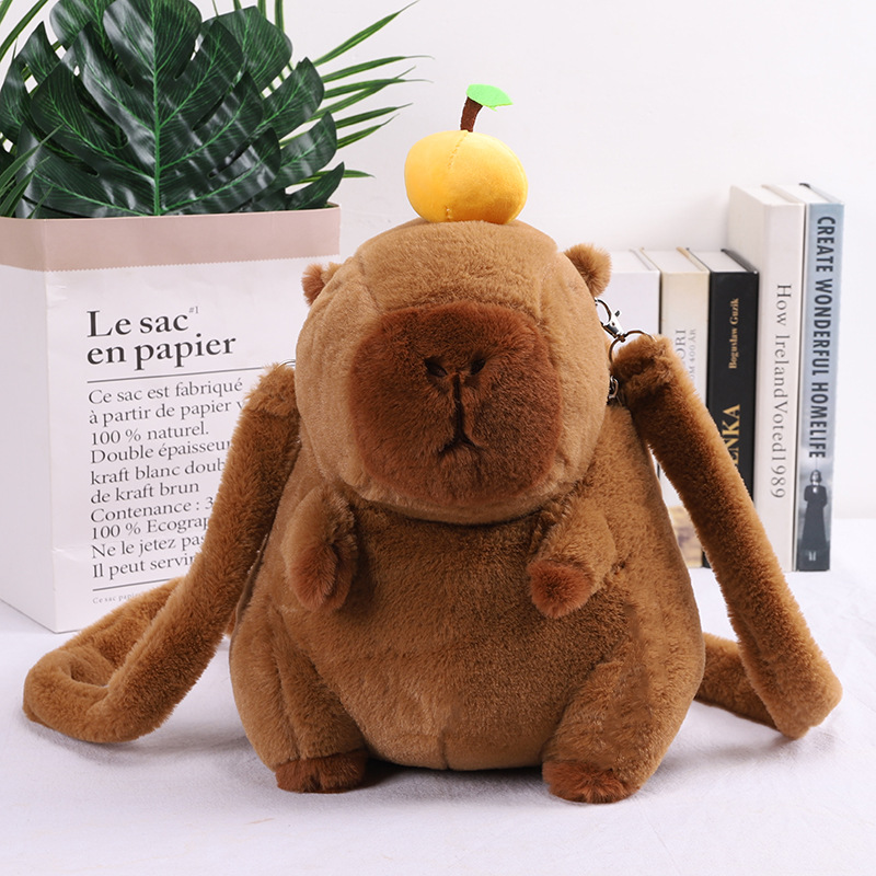 Capibara plush backpack, ins fashion and chic, cute plush toy Capybara backpack, adorable capybara details Picture