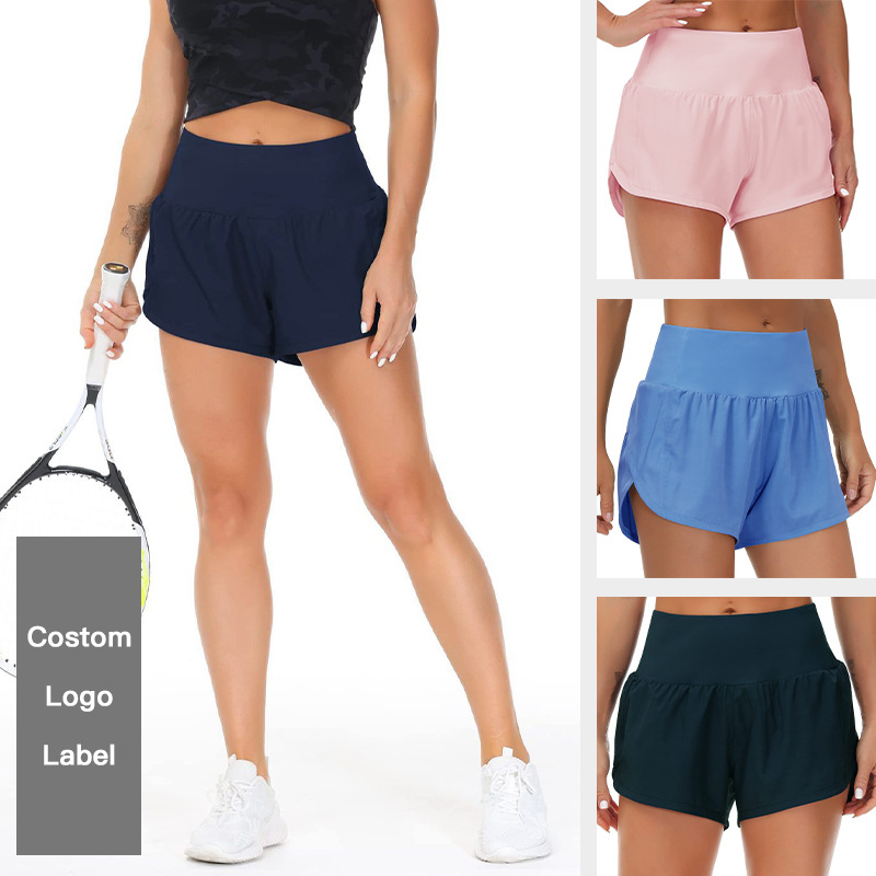 2024亚马逊跨境外贸热卖女士短裤假两件宽松休闲高腰跑步短裤