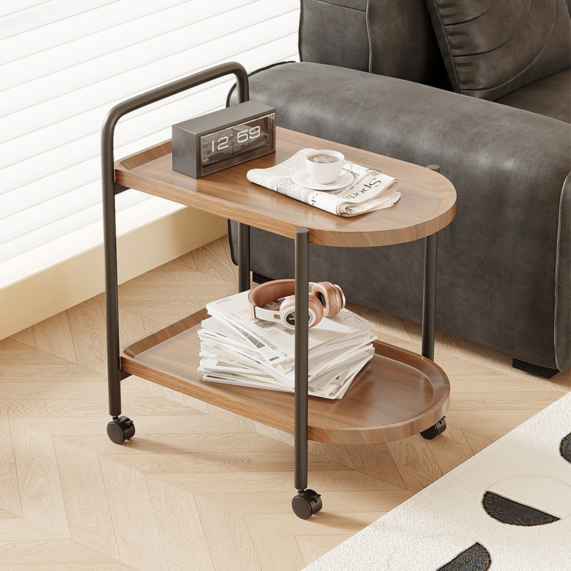 Coffee table, high-end living room, small table, movable coffee table, small trolley, Nordic style, modern and simple, table with wheels Specification image