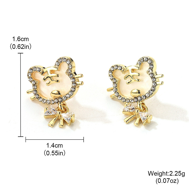Xiaohongshu Chinese style Tiger Year zodiac earrings, bow tiger head Stud S925 silver needle Light luxury French niche earrings Application Scenario