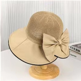 清凉防晒靓丽出行大帽檐防晒蝴蝶结女夏季户外遮阳防紫外线渔夫帽