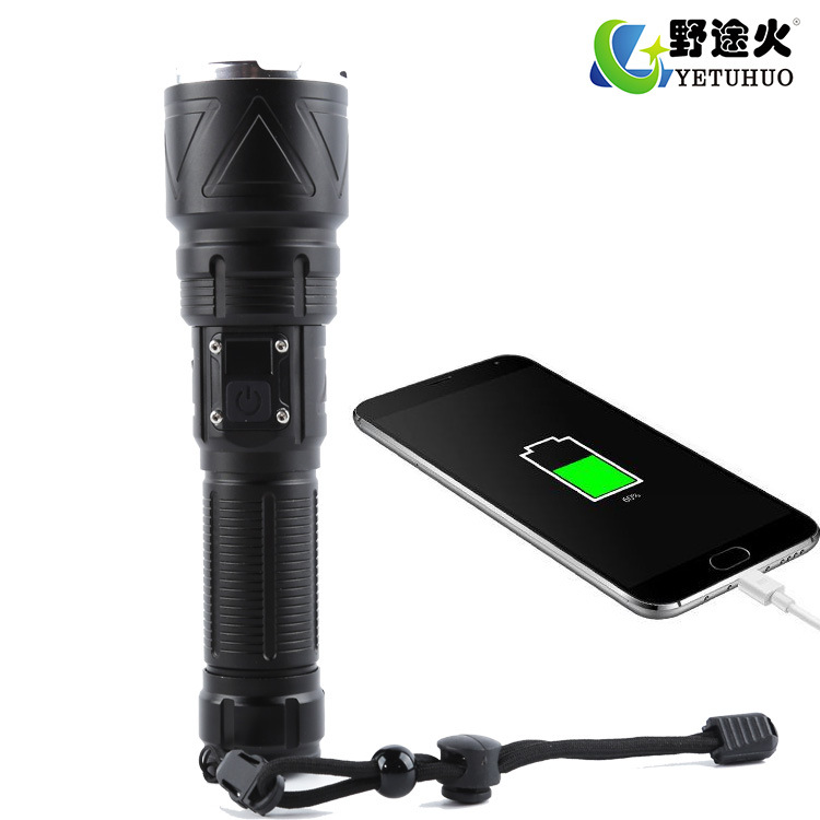 New cross-border digital display tyc charging ultra-strong light flashlight, portable zoom led white laser flashlight for outdoor use details Picture