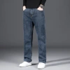 2025 New high-end men's jeans, spring and autumn stretch loose straight-leg pants, winter fleece pants, suitable for middle-aged men details Picture