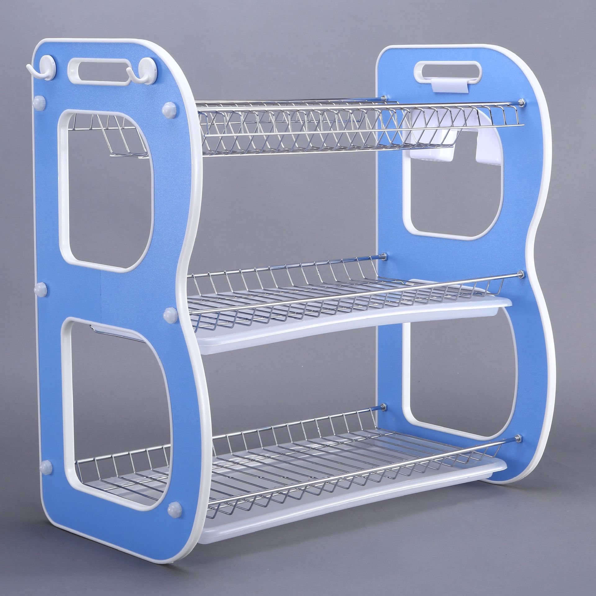 Cross-border household kitchen storage rack, three-layer dish storage rack, floor-standing chopsticks and bowls, wooden draining rack for storage details Picture