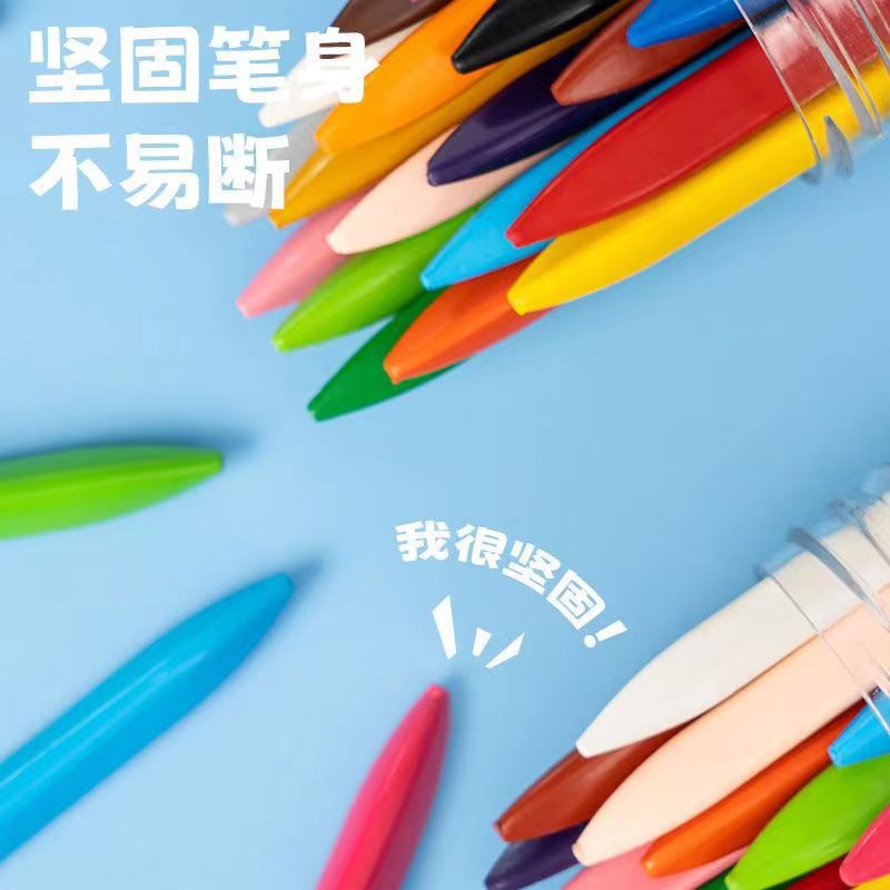 Qianhui crayons do not dirty hands and are washable. Colored pens, children's drawing, doodling, oil pastels, triangular rods, plastic crayons Specification image