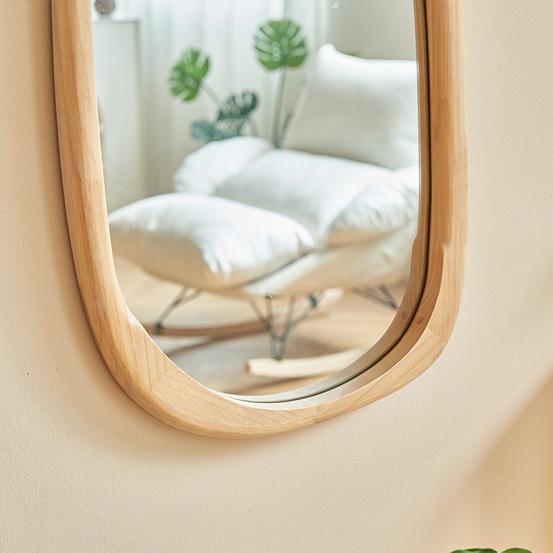 实木椭圆形落地异性镜家用女生卧室立体全身镜服装店可壁挂试衣镜细节图