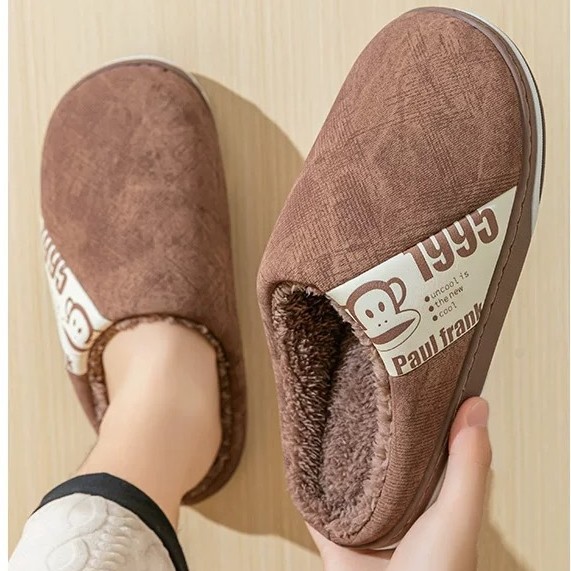 Authentic Big Mouth Monkey brand winter cotton slippers TPR two-color base anti-slip slippers for home warmth couple cotton slippers Specification image
