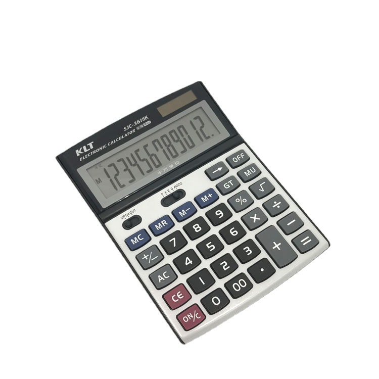 Kuailingtong desktop dual power solar calculator factory direct sales, head-up large screen, metal aluminum surface Item Picture
