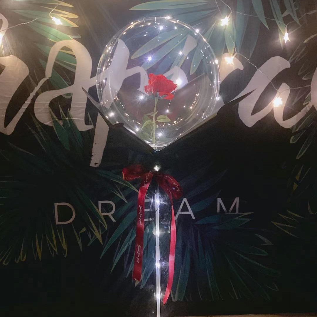 Factory wholesale transparent bounball, luminous birthday balloons, printed roses, night market decoration, street stalls, night market street stalls details Picture