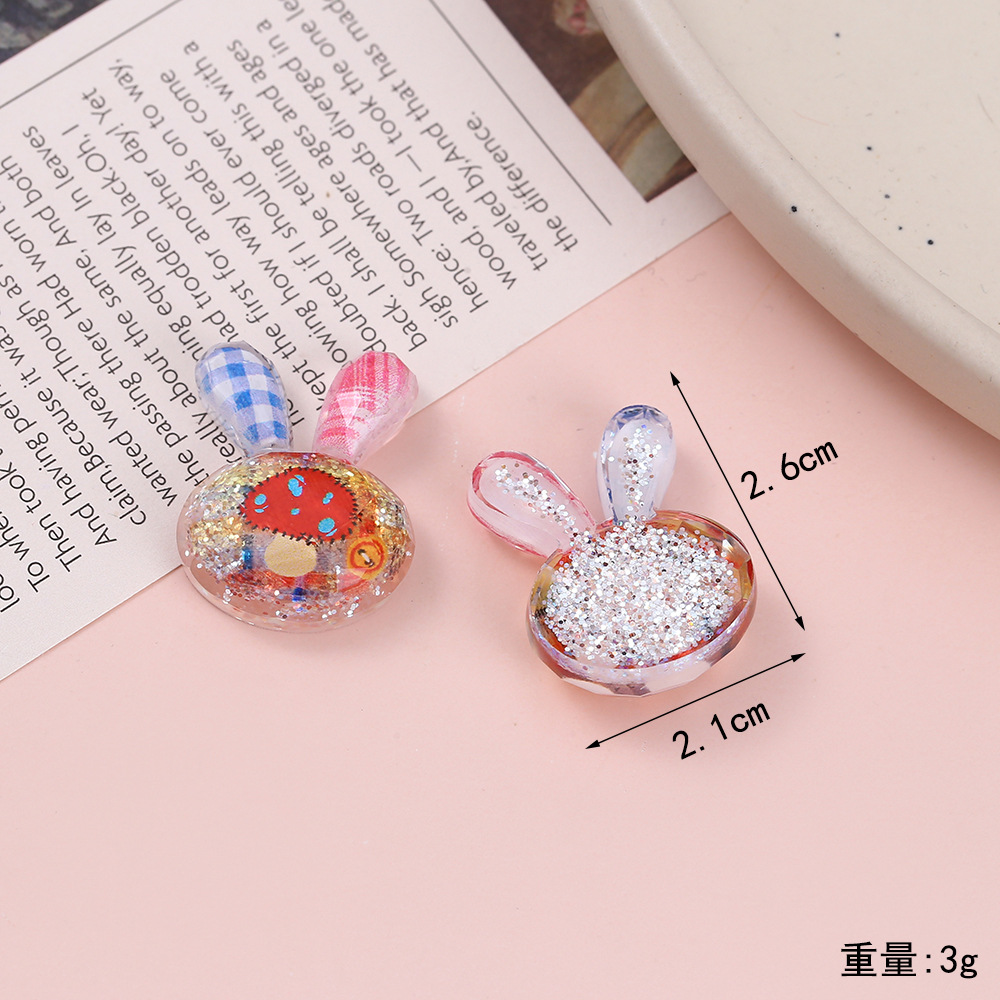 Epoxy resin AB glue cut surface sequin small animal ornaments rabbit heart bow resin decorative accessories diy hairpin accessories details Picture